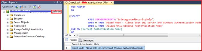 Checking Authentication mode with query